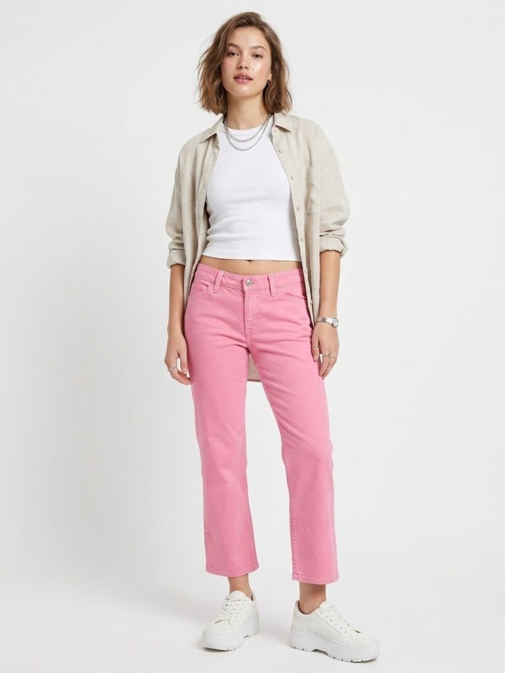 True Vintage Y2K GAP Bubblegum Pink Low Rise Cropped Jeans Straight Leg 4